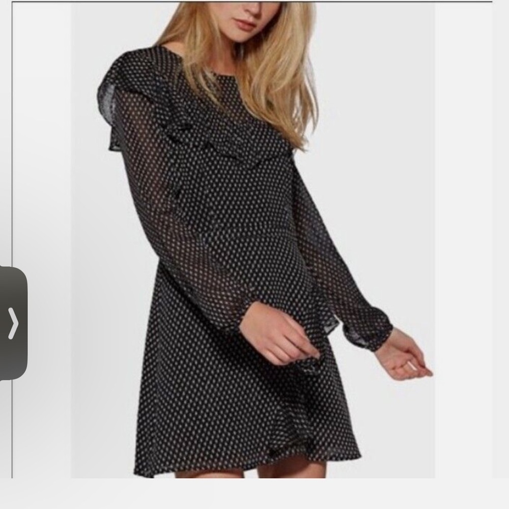 Avec Les Filles Black Polka Dot Midi Dress Size 4